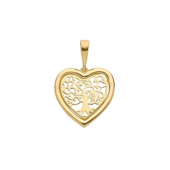 9ct Yellow Gold Tree Of Life Heart Pendant PN1080