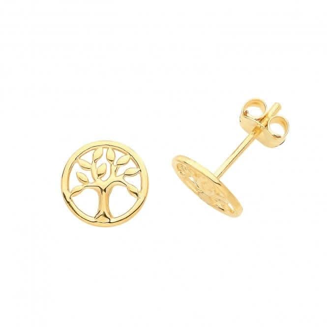 9ct Yellow Gold Tree Of Life Studs ES679