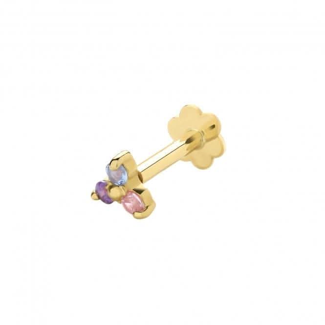 9ct Yellow Gold Tricolour Zirconia Flower Cartilage Labret ES2050