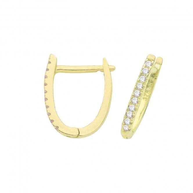 9CT Yellow Gold U-Shape Zirconia Hinged Earrings ES1671