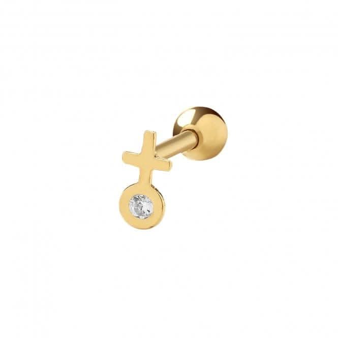 9ct Yellow Gold Venus With Single Zirconia 6mm Post Stud ES968