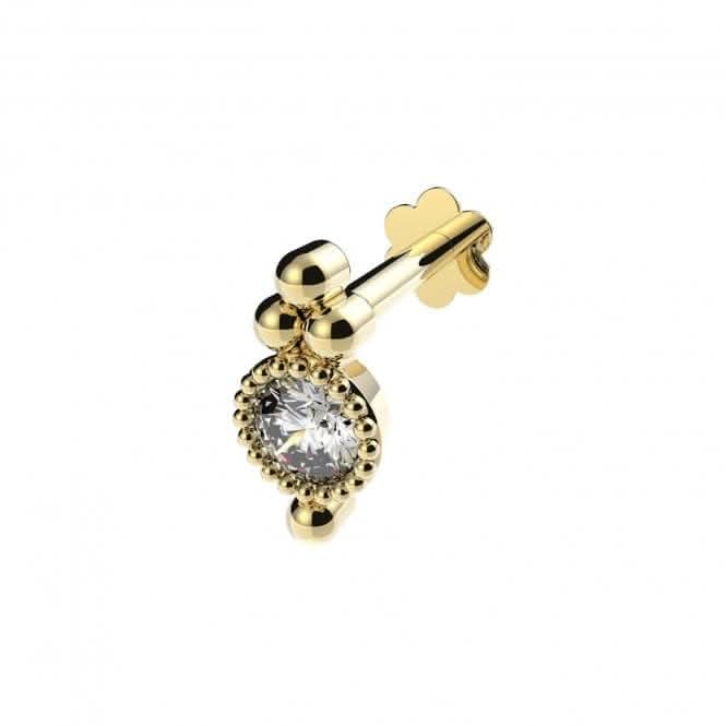 9ct Yellow Gold White Zirconia Cartilage Labret ES2045