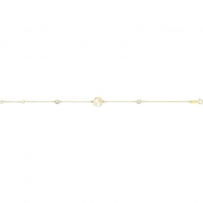 9CT Yellow Gold World Bracelet with Zirconia BR673