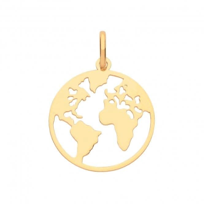 9ct Yellow Gold World Map Pendant PN1067