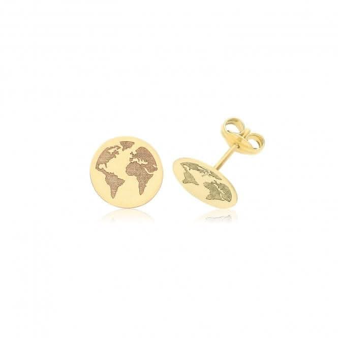 9ct Yellow Gold World Studs ES734