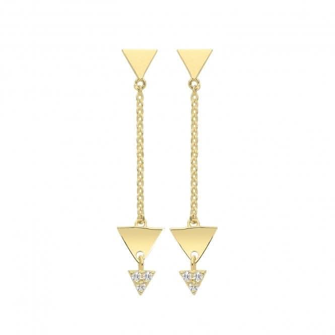 9ct Yellow Gold Cubic Zirconia Triangular Drop Earrings ER1162