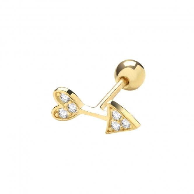 9ct Yellow Gold Zirconia Arrow Cartilage 6mm Post Stud ES1916