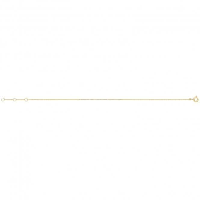 9ct Yellow Gold Zirconia Bar Chain Bracelet