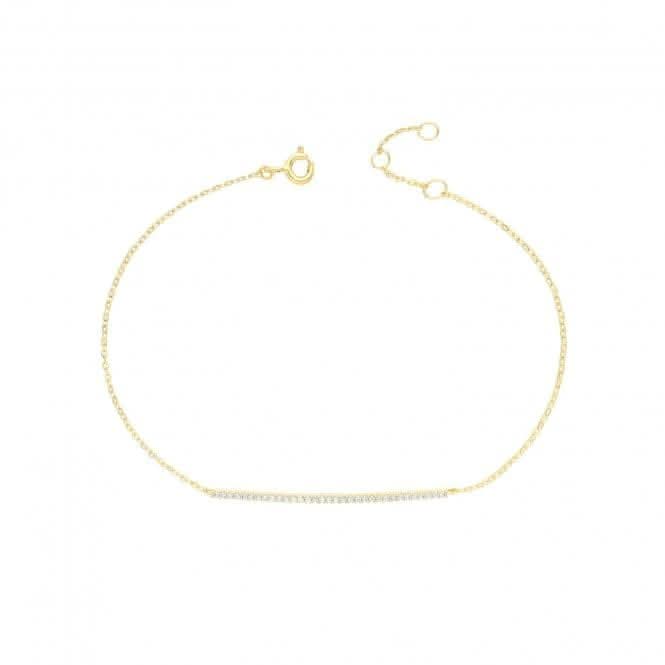 9ct Yellow Gold Zirconia Bar Chain Bracelet