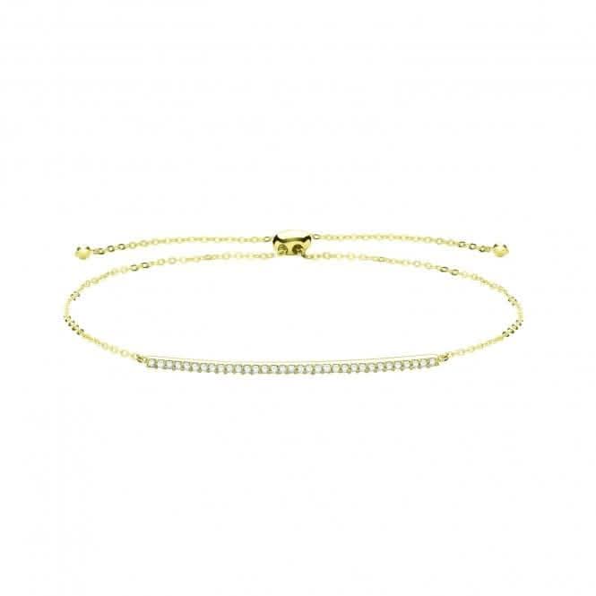 9ct Yellow Gold Zirconia Bar Bracelet with Pull Style Design BR629