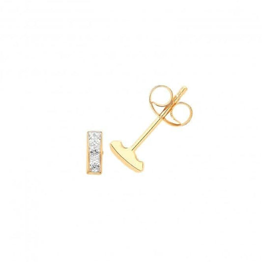 9ct Yellow Gold Zirconia Bar Studs ES717