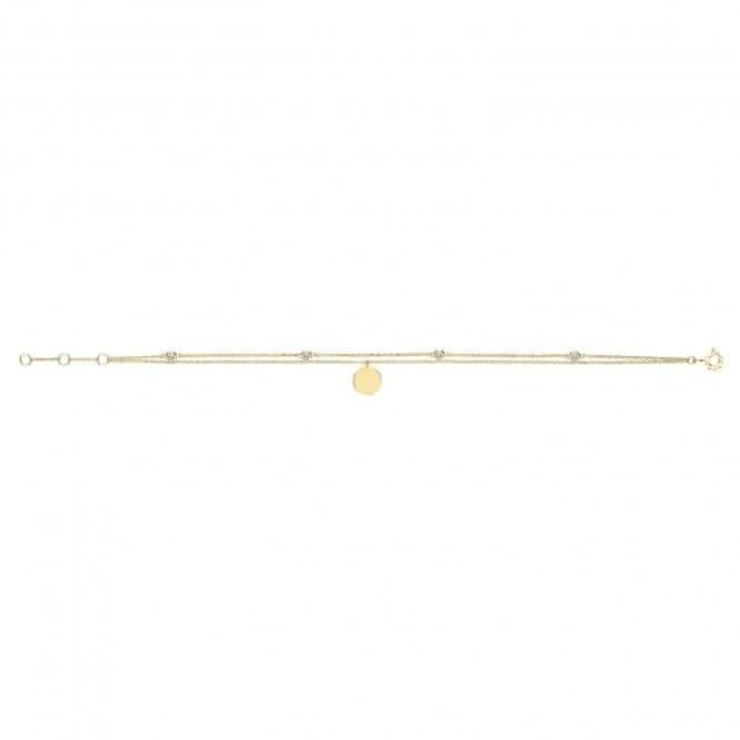 9ct Yellow Gold Zirconia Bracelet with Disc Charm BR640