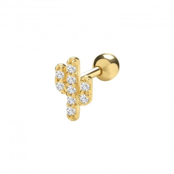 9ct Yellow Gold Zirconia Cactus Cartilage 6mm Post Studs ES1930