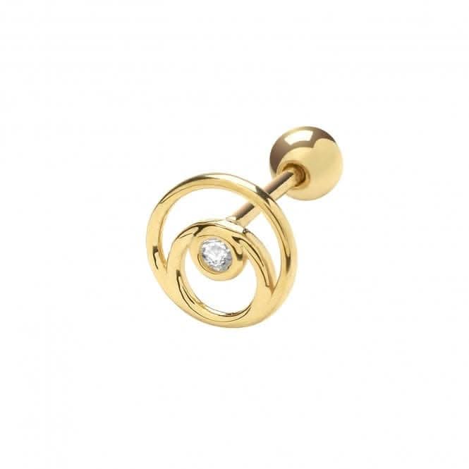 9ct Yellow Gold Zirconia Concentric Circle Cartilage 6mm Post Stud ES1926