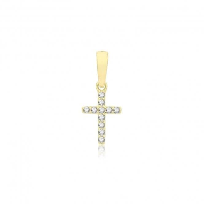 9ct Yellow Gold Zirconia Cross Pendant PN1307