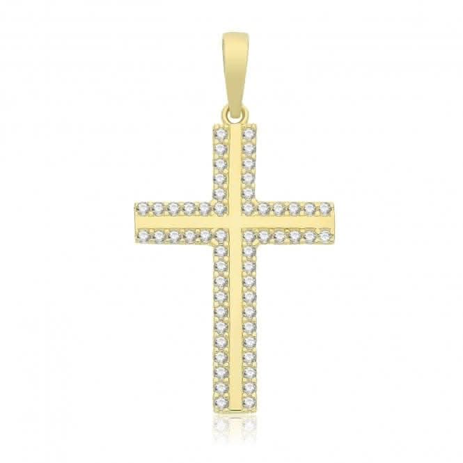 9ct Yellow Gold Zirconia Cross Pendant PN1308
