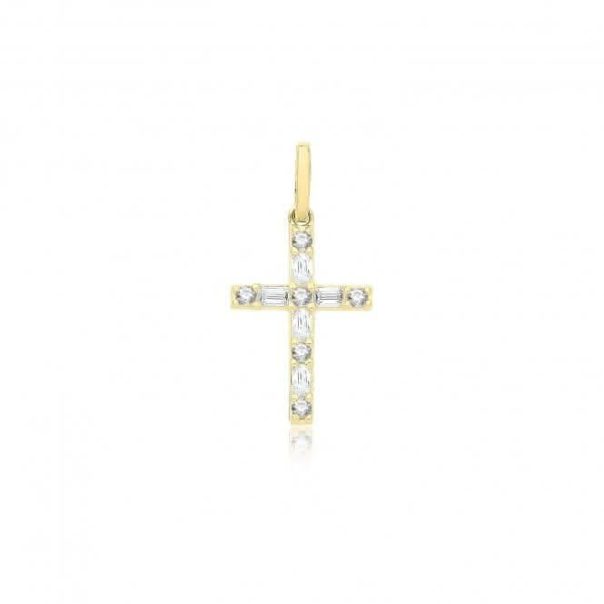 9ct Yellow Gold Zirconia Cross Pendant PN1346