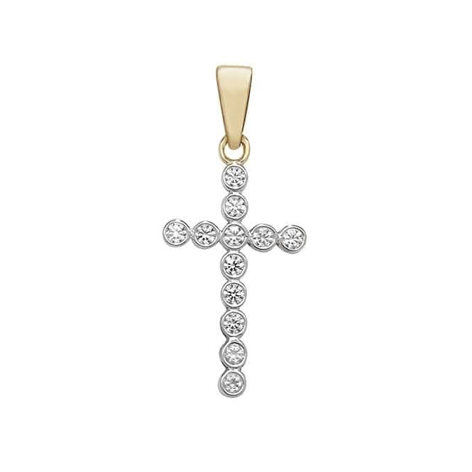 9ct Yellow Gold Zirconia Cross Pendant PN178