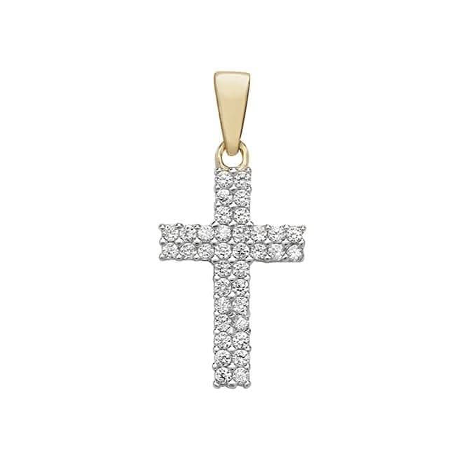 9ct Yellow Gold Zirconia Cross Pendant PN179