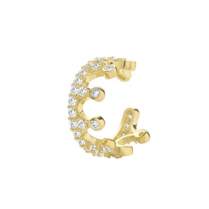 9ct Yellow Gold Zirconia Crown Ear Cartilage Cuff ES1958
