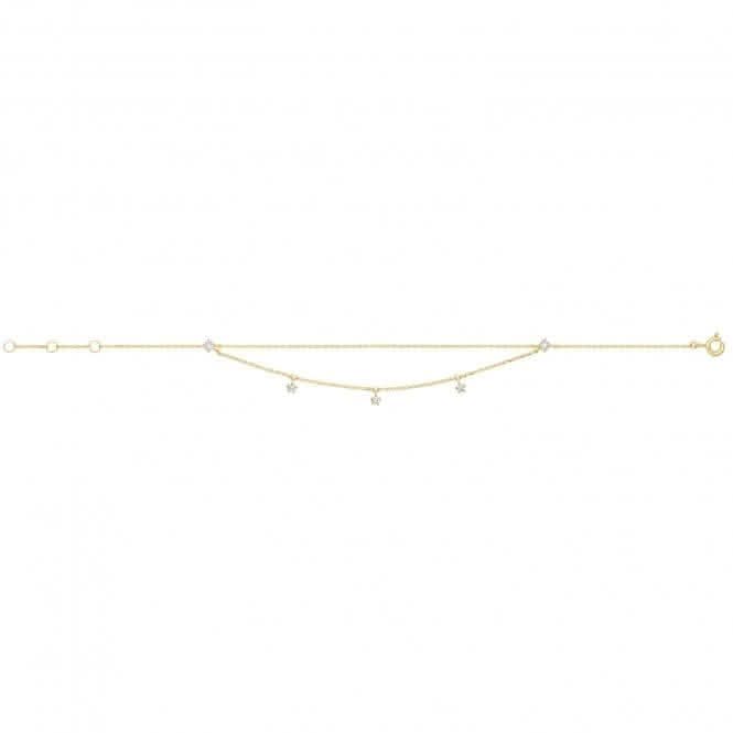 9ct Yellow Gold Double Chain Bracelet with Zirconia Stones