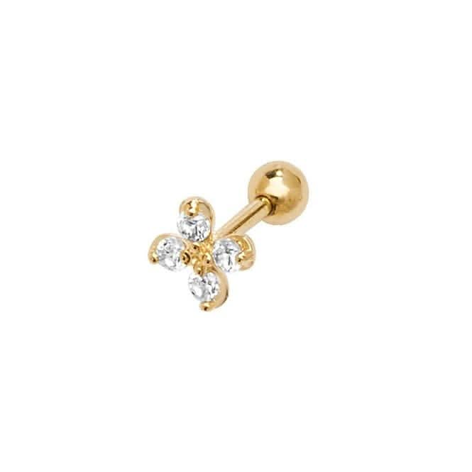 9ct Yellow Gold Zirconia Flower Cartilage 6mm Post Stud ES913