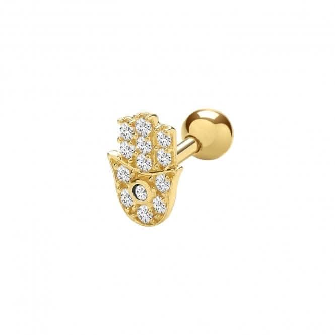 9ct Yellow Gold Zirconia Hamsa Cartilage 6mm Post Stud ES962
