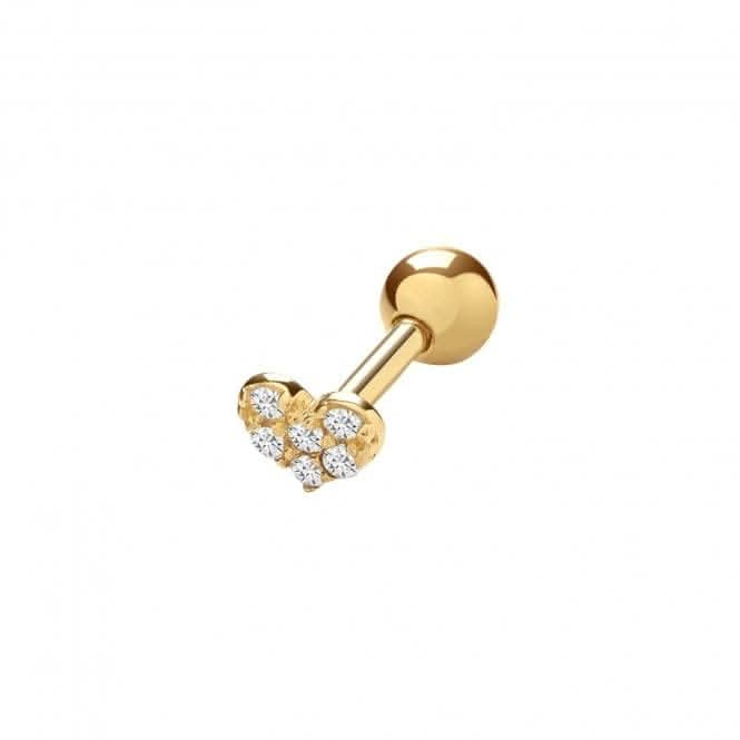 9ct Yellow Gold Zirconia Heart Cartilage 6mm Post Stud ES971