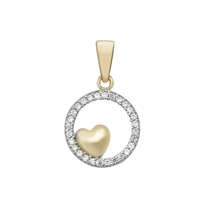 9ct Yellow Gold Zirconia Heart Pendant PN181