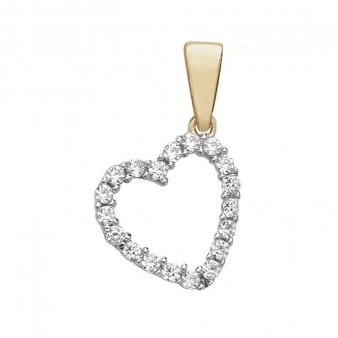 9ct Yellow Gold Zirconia Heart Pendant PN183