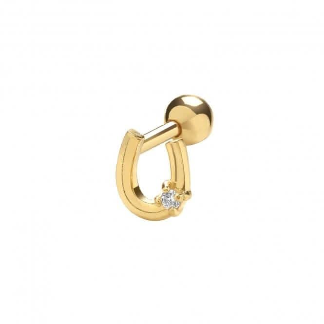 9ct Yellow Gold Zirconia Horseshoe Cartilage 6mm Post Stud ES1938