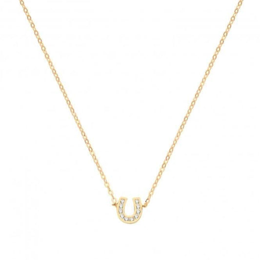 9ct Yellow Gold Zirconia Small Horseshoe Necklet NK1602