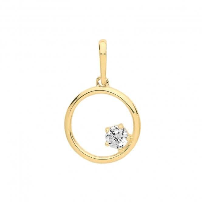 9ct Yellow Gold Zirconia In Circle Charm PN1128
