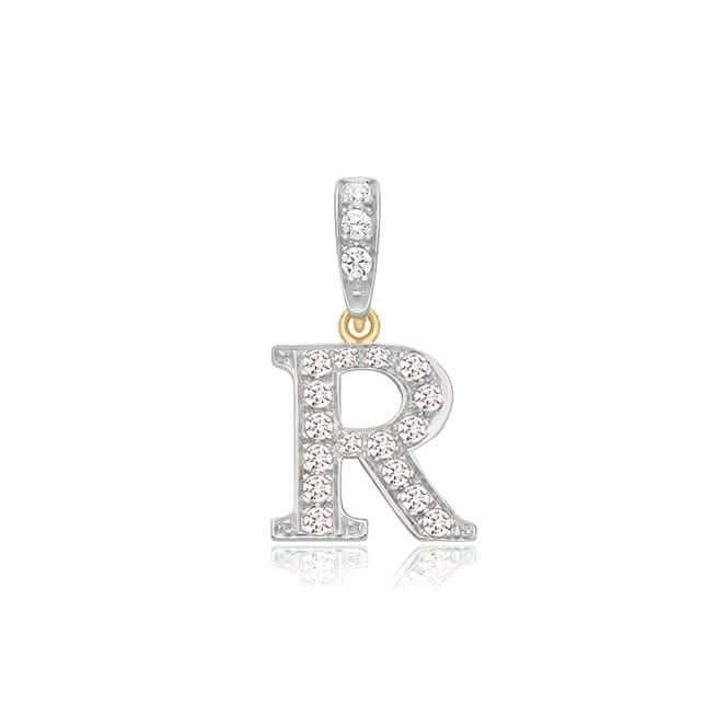 9ct Yellow Gold Zirconia Initial Pendant PN801/R