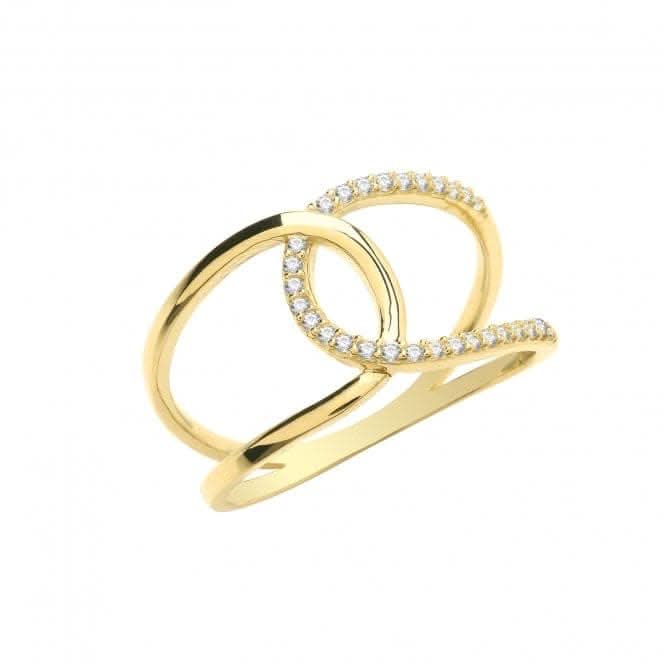 9ct Yellow Gold Zirconia Interlocking Ring RN1615