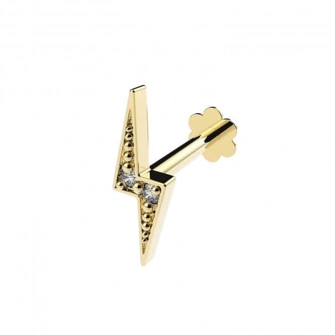 9ct Yellow Gold Zirconia Lightning Bolt Cartilage Labret ES2035
