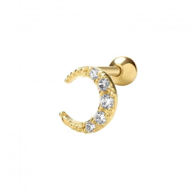 9ct Yellow Gold Zirconia Moon Cartilage 6mm Post Stud ES1935