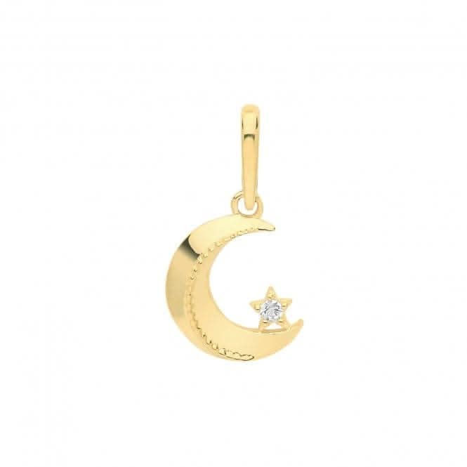 9ct Yellow Gold Zirconia Moon +Star Charm PN1129