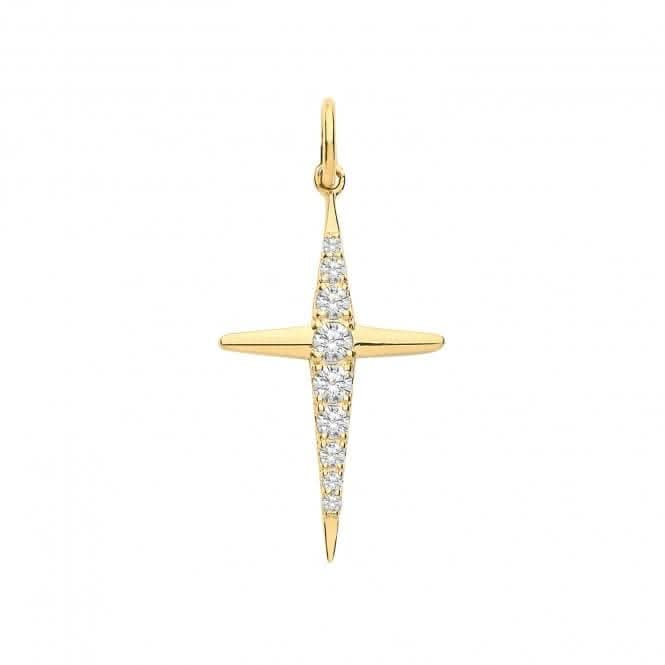 9ct Yellow Gold Zirconia Set Cross Pendant PN1171