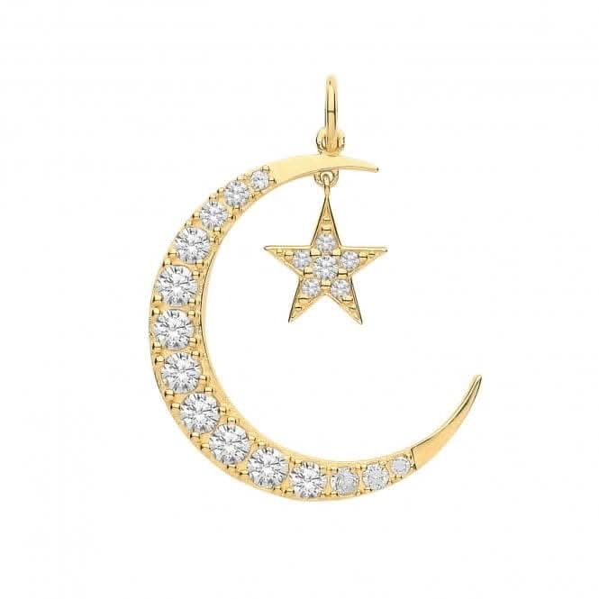 9ct Yellow Gold Zirconia Set Star & Moon Charm PN1177