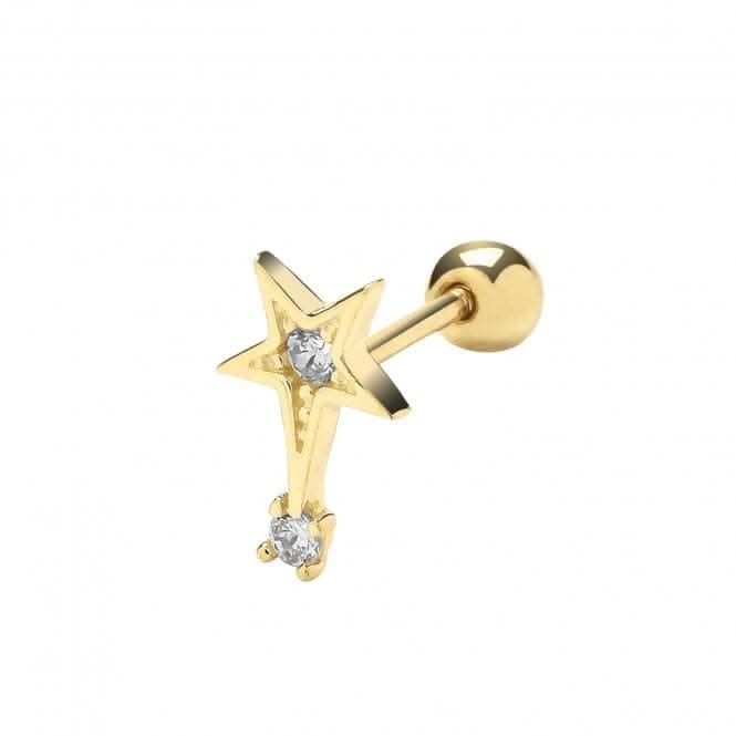 9ct Yellow Gold Zirconia Shooting Star Cartilage 6mm Post Stud ES1904