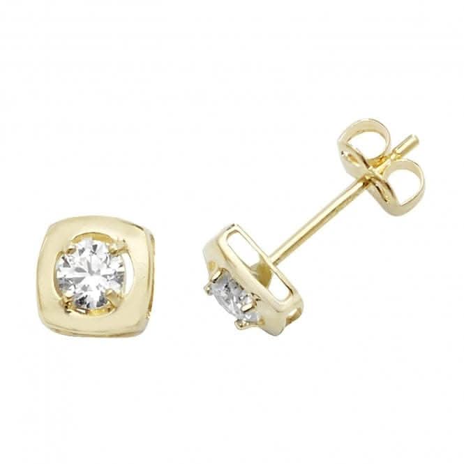 9ct Yellow Gold Zirconia Square Stud Earrings ES471