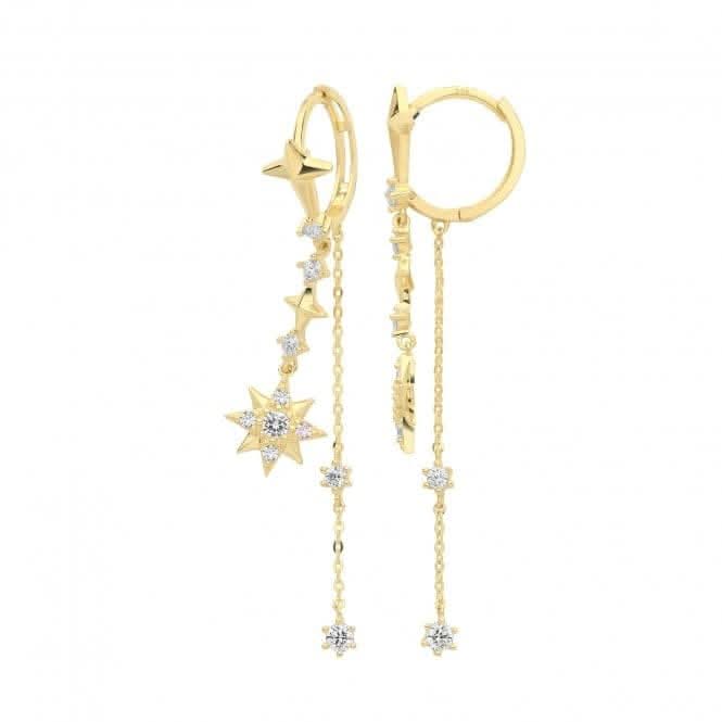 9ct Gold Zirconia Star Drop Earrings ER1176