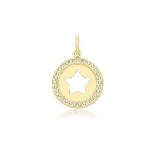 9ct Yellow Gold Zirconia Star Round Pendant PN1341