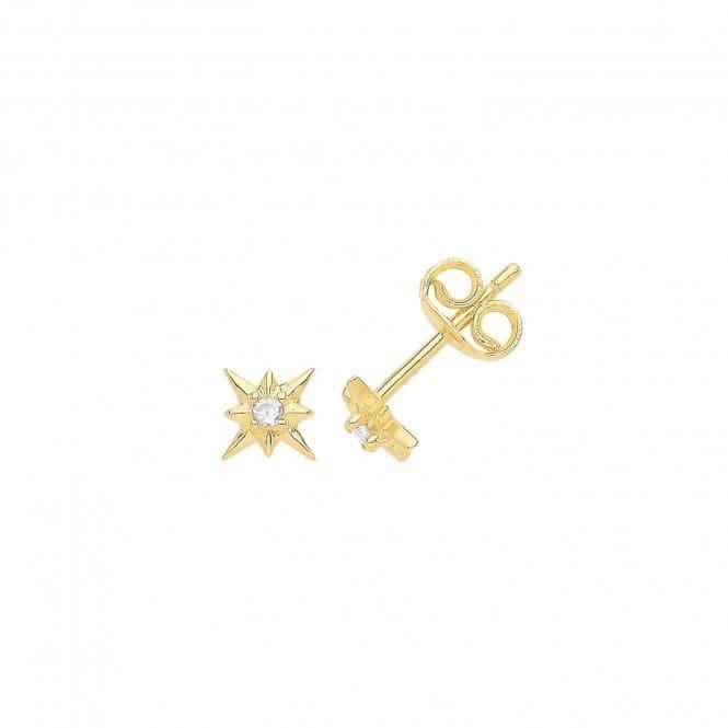9ct Yellow Gold Star Studs Earrings with Zirconia Sparkle