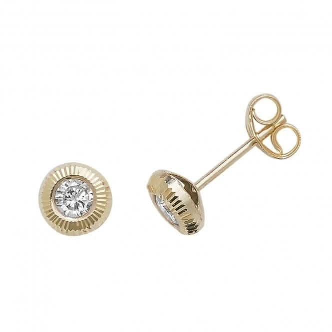 9ct  Yellow  Gold  Zirconia  Stud  Earrings  ES395
