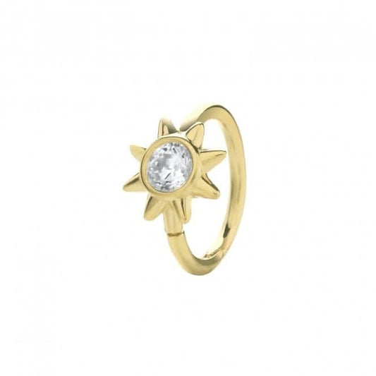 9ct Yellow Gold Zirconia Sun Cartilage Hoop Earring ES1965
