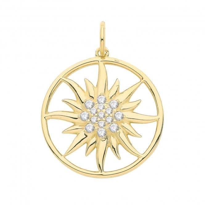 9ct Yellow Gold Zirconia Sun Pendant PN1238