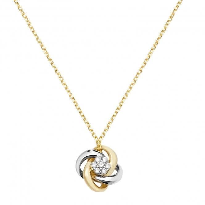 9ct Yellow & White Ladies Gold Zirconia Necklet NK353