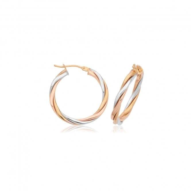 9ct Tri-Color Gold 30mm Hoop Earrings ER1222